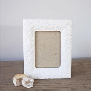Vintage White Ceramic 4x5 Photo Frame Standing Porcelain Picture Frame